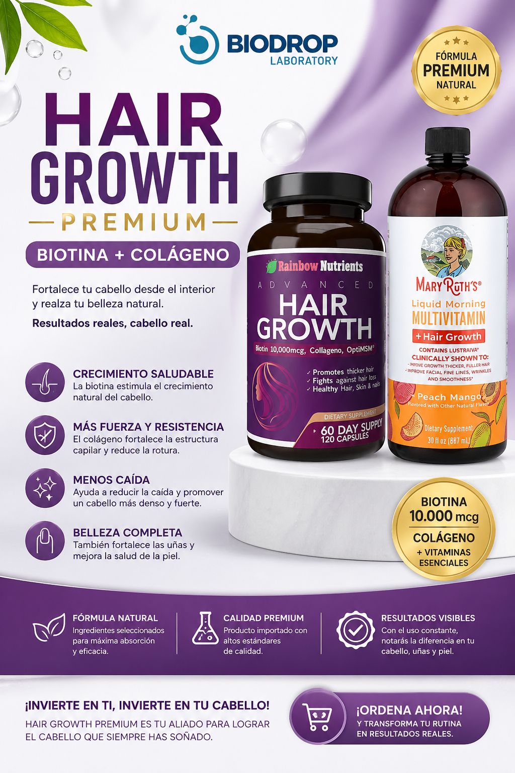 Combo MaryRuth’s Mango+Hair Growth X120C
